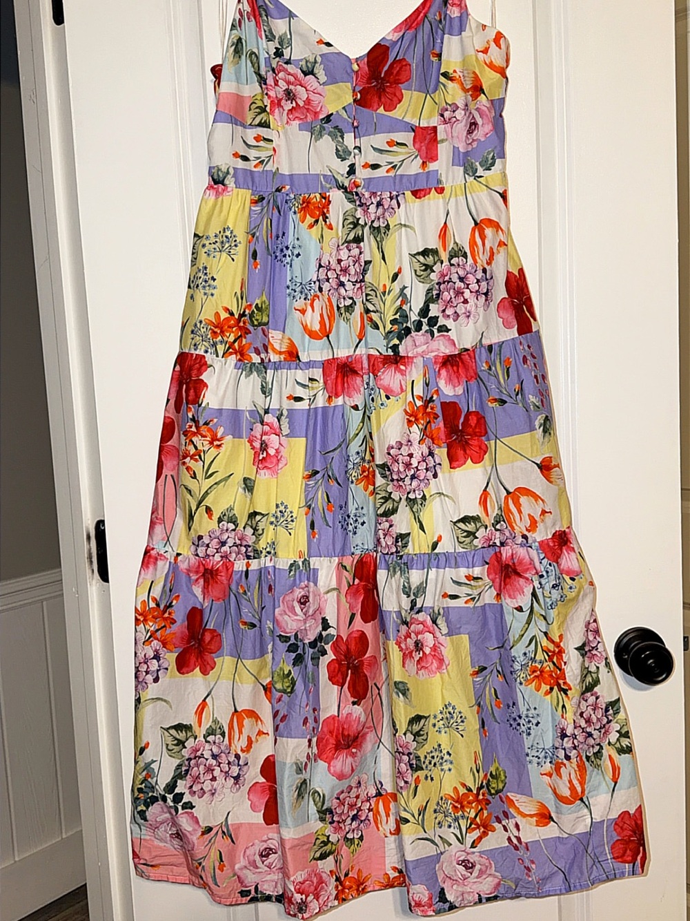 Floral Tiered Midi dress in Multi-Color